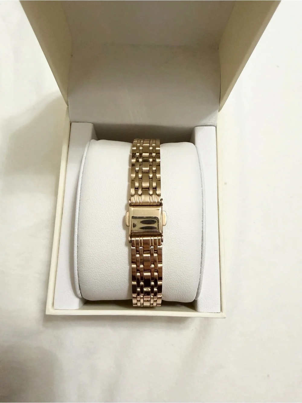 Gold-Tone Roman Numeral Rectangular Bracelet Watch